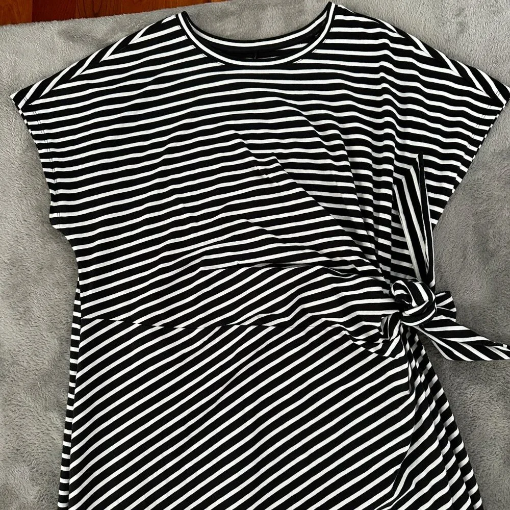 Universal Standard 2025 Crescent Breton Stripe Knot Midi Dress 22/24 Cotton - Picture 3 of 7